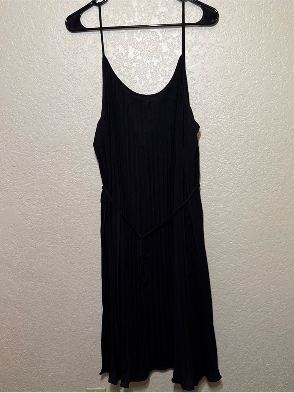 Black Pleated Spaghetti Strap Dress